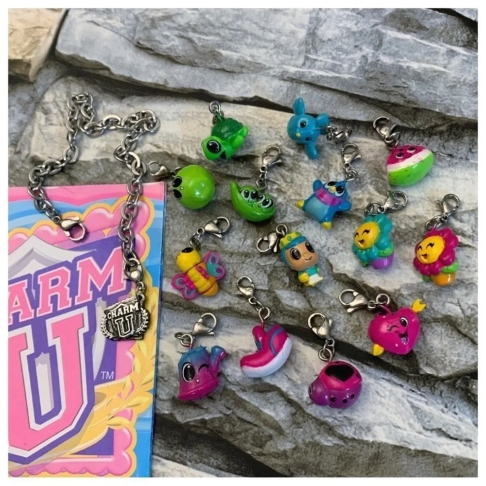 2016 Rare Lot 15 CharmU Logo Charms Bracelet Figures Doll Stickers Blind Bag TRU